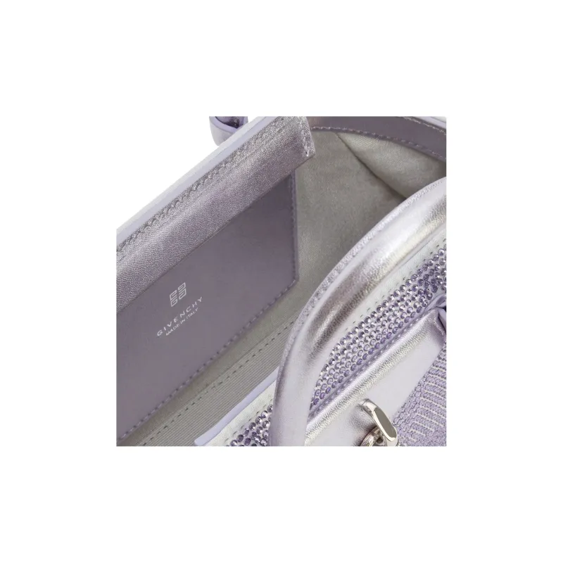 GIVENCHY Antigona Rhinestone Satin Shoulder Bag Crossbody Bag Handbag Mini Women's Purple-4
