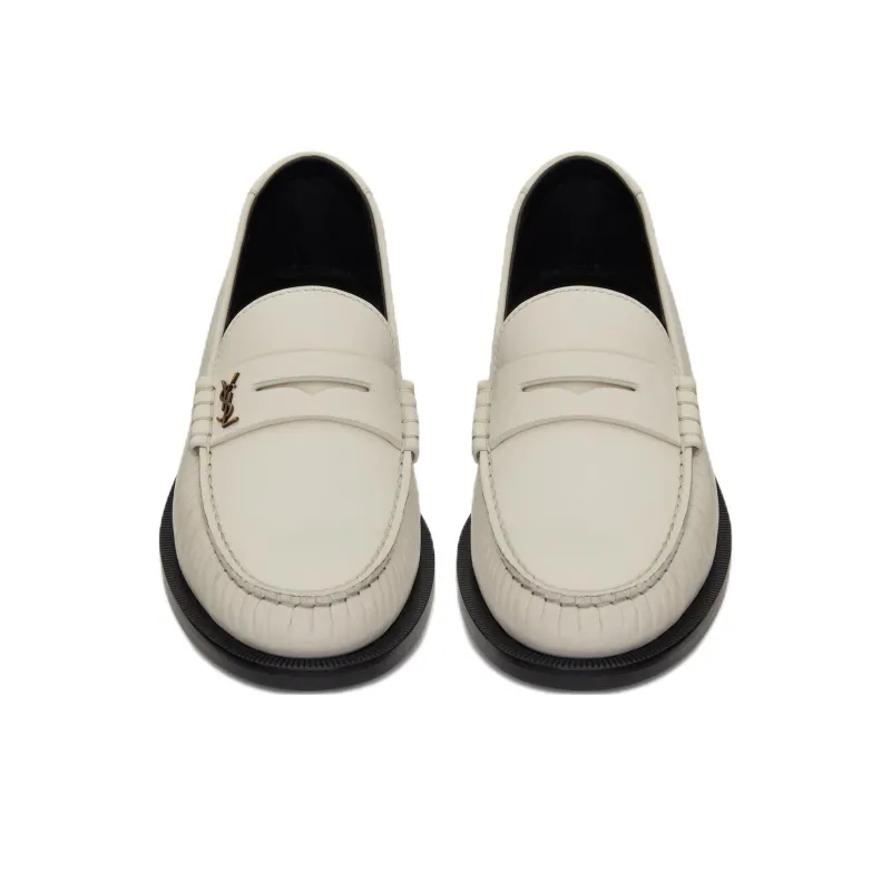 SAINT LAURENT Le Loafer Penny Slippers Pearl Women's-2