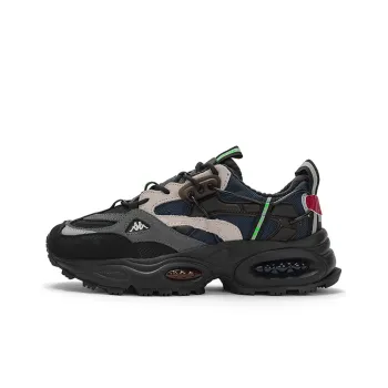 Kappa Anti Slip Wear Resistant Low Top Chunky Sneakers Unisex Black Contour Gray Silver Gray