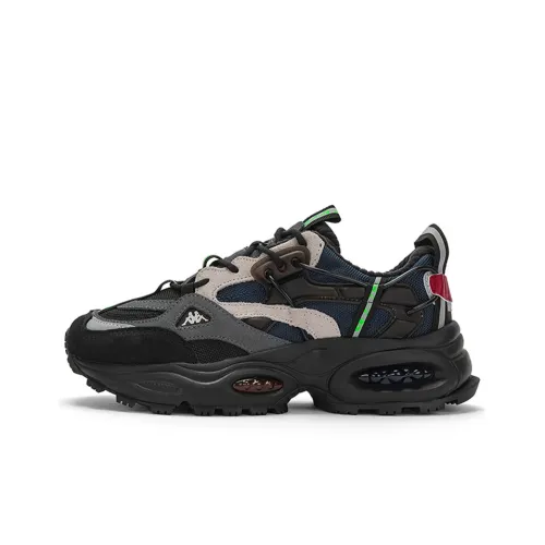 Kappa Anti Slip Wear Resistant Low Top Chunky Sneakers Unisex Black Contour Gray Silver Gray