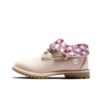 Timberland Roll Top Boots Basic 'Pale Pink With Plaid Print' Women's