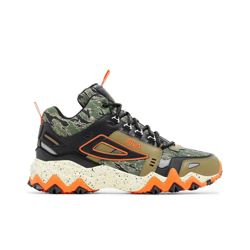 FILA Oakmont Cushioning Anti Slip And Wear Resistant Mid Top Chunky Sneakers Men's Green Orange US Version-1
