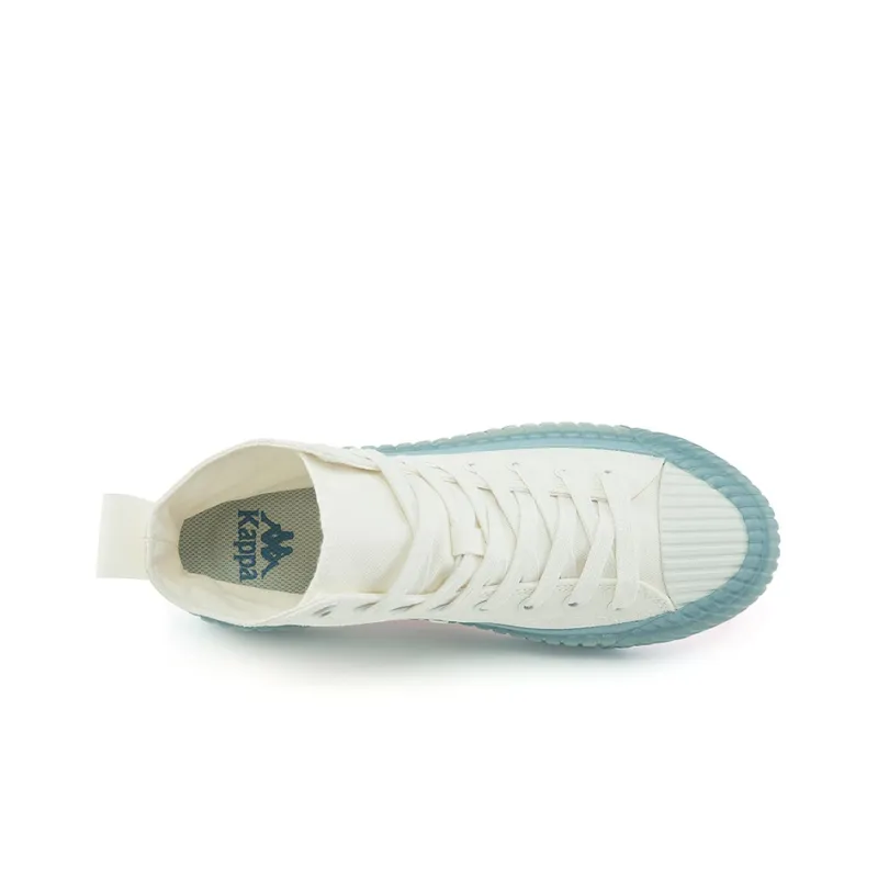 Kappa Jelly String Label Anti Slip And Wear Resistant Lightweight High Top Canvas Shoes Unisex Blue White-2