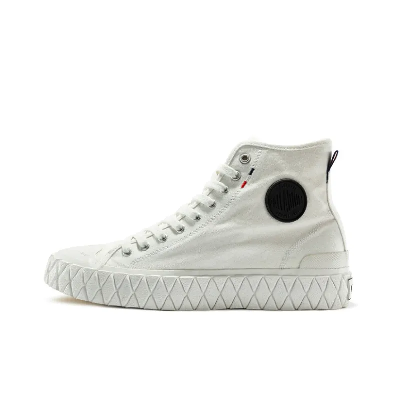 Palladium Palla Ace Cvs Mid Anti Slip And Wear Resistant Breathable High Top Canvas Shoes Unisex White-0