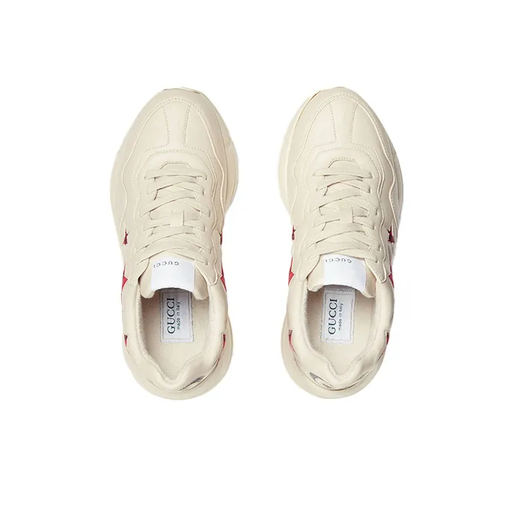 GUCCI Rhyton Anti Slip And Wear Resistant Breathable Low Top Chunky Sneakers Women's Ivory White-3