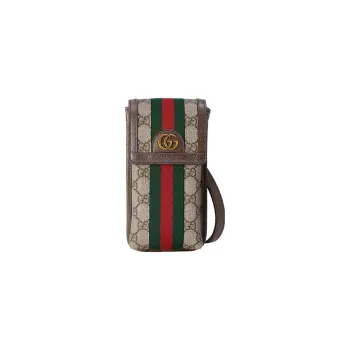 GUCCI Ophidia Canvas One Shoulder Crossbody Cell Phone Pouch Mini Men's Beige/Ebony