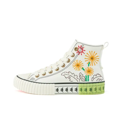 Kappa Canvas Shoes Women's High-Top Korean White