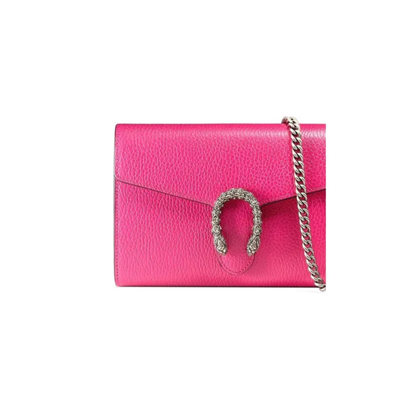GUCCI Dionysus Leather Patchwork Cow Leather Chain Wallet Shoulder Bag Crossbody Bag Mini Women's Fuchsia-5