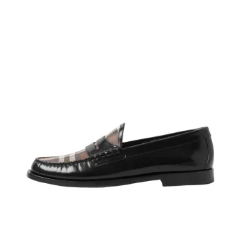 Burberry Checked Panel Leather Loafers