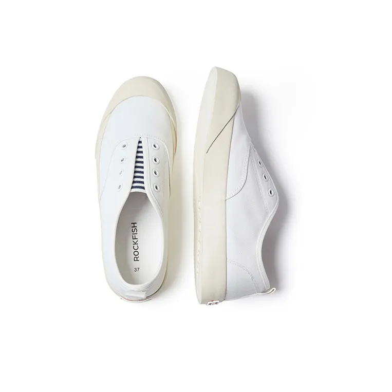 Rockfish 719 Collection Water Repellent And Not Afraid Of Wetness Canvas Shoes Women's White Stripes Color-2