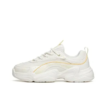 Anta Shock Absorbers With Slip Resistant And Abrasion Resistant Properties Low Top Chunky Sneakers Women's White Yellow