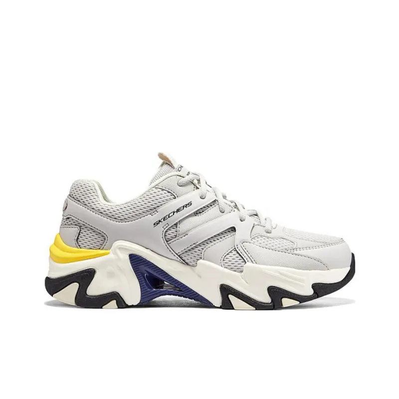 Skechers Stamina V3 Mecha Shoes Third Generation Anti Slip Wear Resistant Low Top Chunky Sneakers Men's White Gray-1
