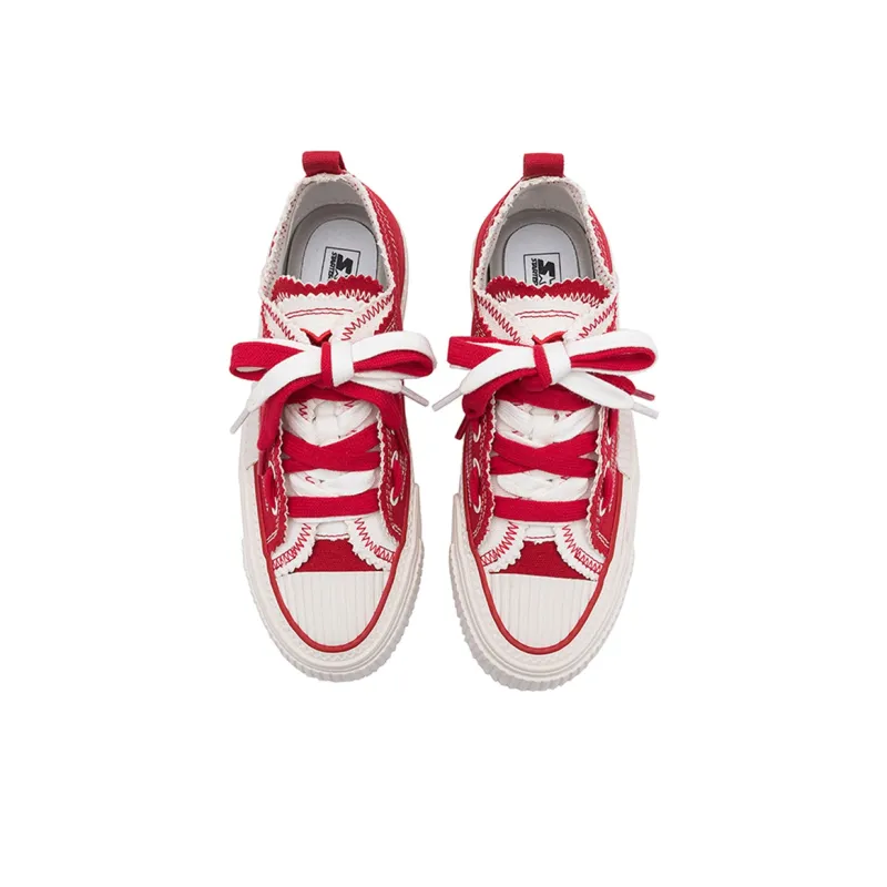 STARTER Anti Slip Wear Resistant Low Top Canvas Shoes Women's Red-2