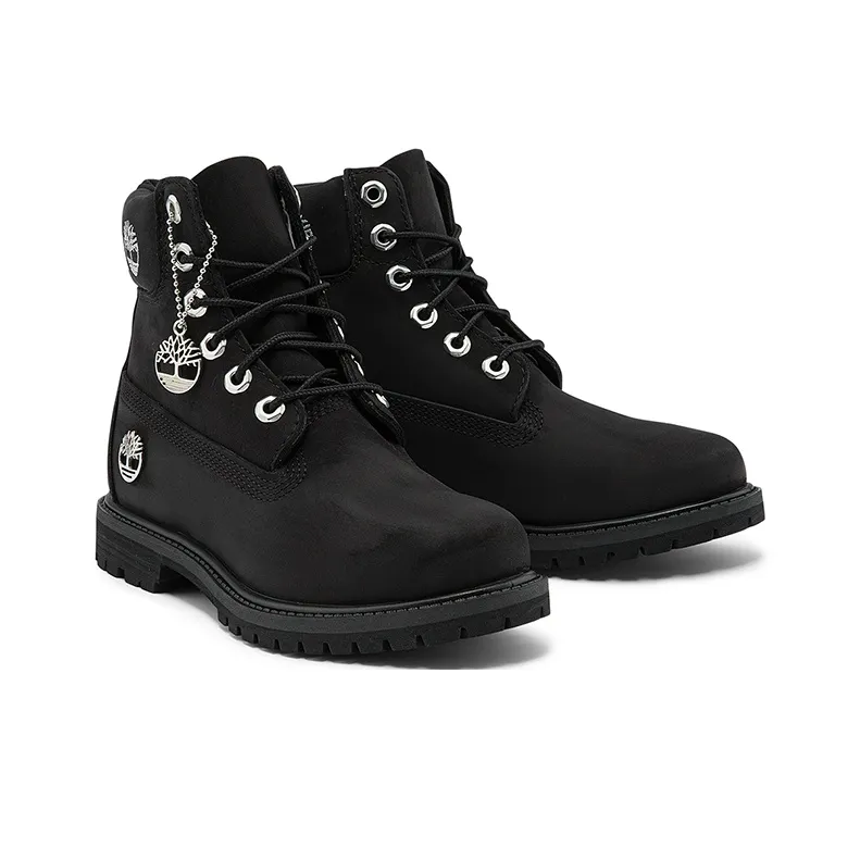 Timberland 6 Inch Premium Waterproof Boots 'Black Nubuck With Silver Logo' Women's-3