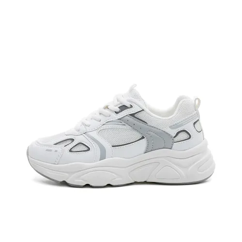 RENBEN Chunky Sneakers Women's Low-Top White/Black/Grey