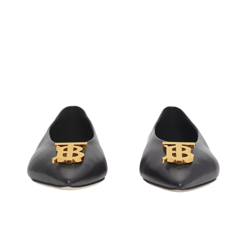 Burberry Motif Point-toe Ballerina Flat Black Monogram Women's-2