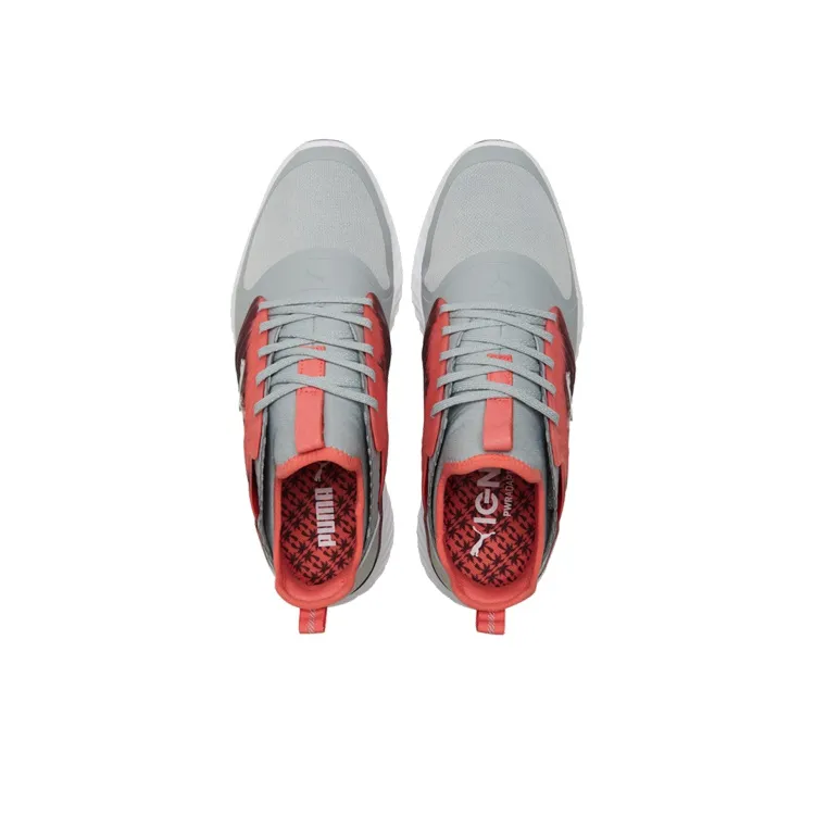 PUMA IGNITE Pwradapt Caged Palms Cushioning Anti-Slip And Wear-Resistant Low-Top Golf Shoes Men's Gray Red-3