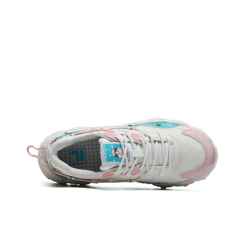 FILA Cat Claw Cushioning Anti-Slip Wear-Resistant Breathability Low-Top Chunky Sneakers Women's White Blue-3