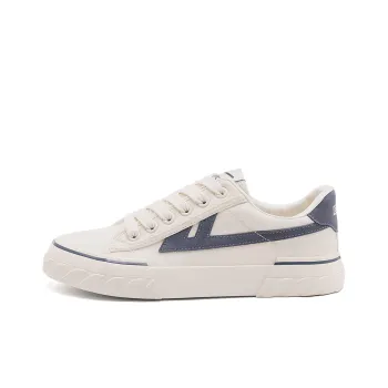 Warrior Breathable Lightweight Low Top Canvas Shoes Unisex Beige Dark Blue
