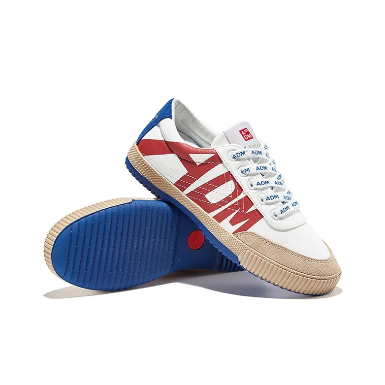 ADM x Feiyue Wear-Resistant Low-Top Canvas Shoes Unisex White Red Blue-3