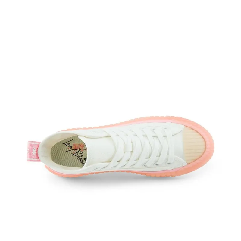 Kappa Anti Slip And Wear Resistant Lightweight Cushioning High Top Canvas Shoes Unisex White Pink-3