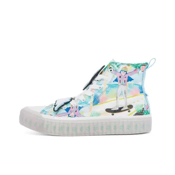Kappa Sun Jiayi X Kappa Collaboration With Illustrator Wear Resistant High Top Canvas Shoes Unisex Blue