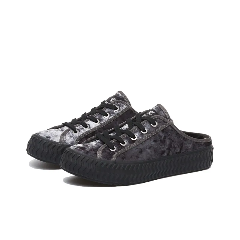 EXCELSIOR BOLT VELVET Slip Resistant Lightweight Height Increasing Low Top Canvas Shoes Unisex Charcoal Silver-1