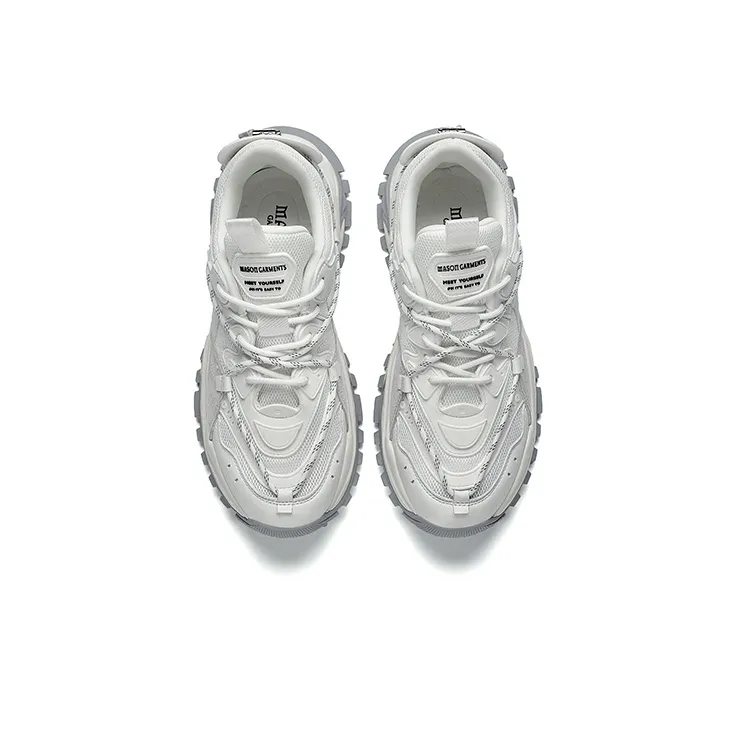 Masongarments Shark Tooth No. 2 Height Increasing Lightweight Low Top Chunky Sneakers Unisex White Gray-3