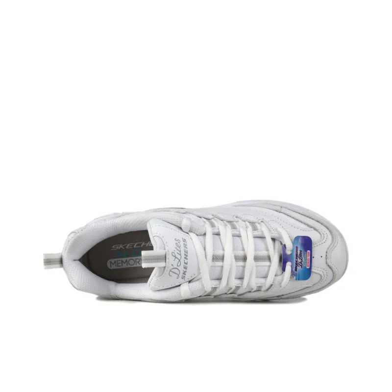 Skechers D Lites Casual Daddy Shoes White Women's-3