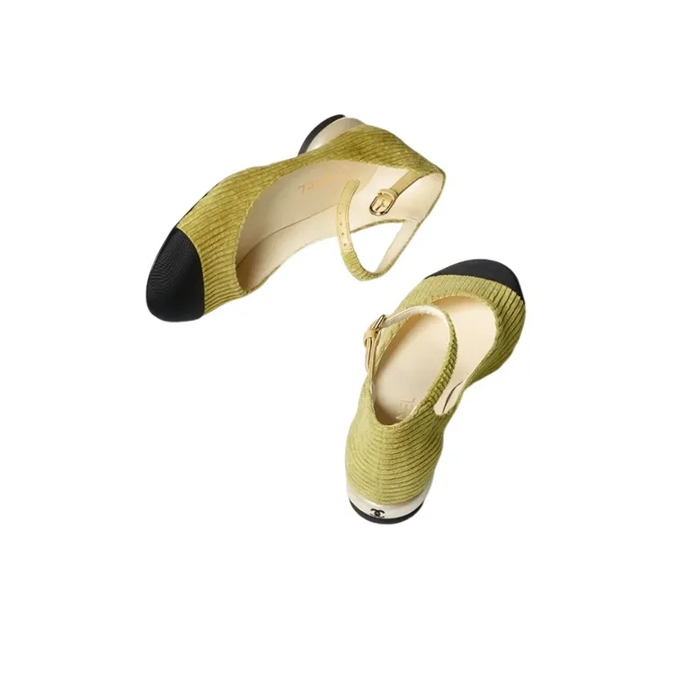 CHANEL Flat Shoes Women's Light Green-3