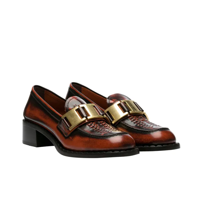 PRADA Woven 40mm Loafers 'Brown' Women's-2