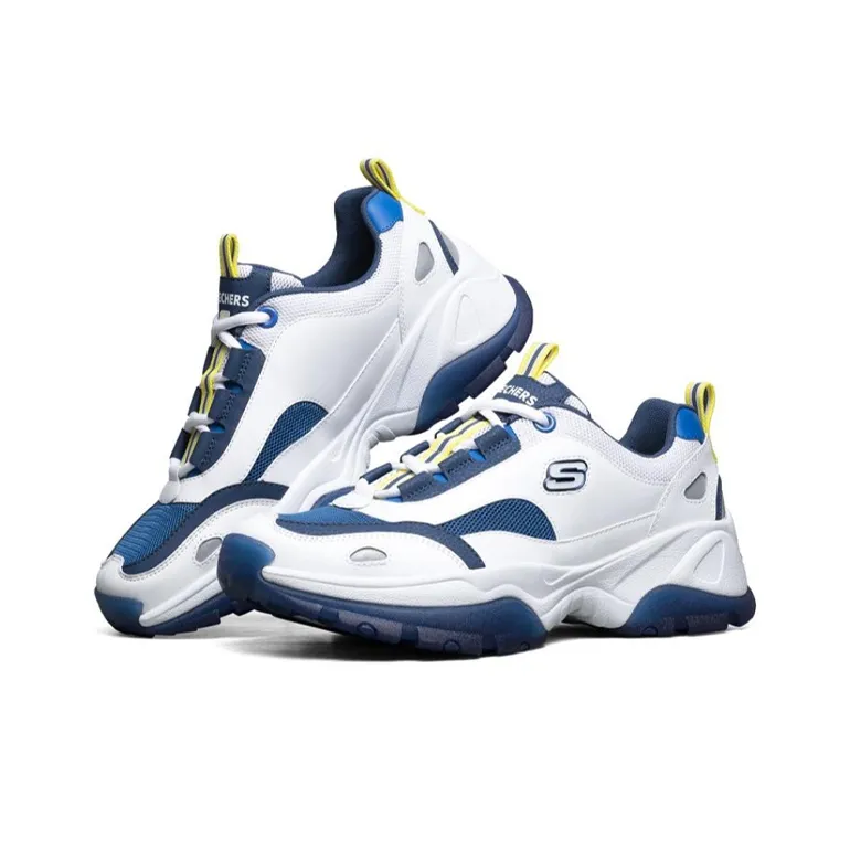 Skechers Kozmiks Cushioned Wear Resistant Breathable Low Top Chunky Sneakers Men's White Blue Yellow-2