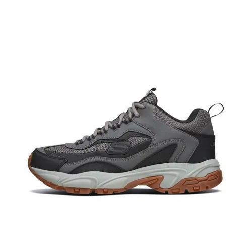 Skechers Stamina Cushioning Anti Slip Wear Resistant Breathability Low Top Chunky Sneakers Men's Gray Black