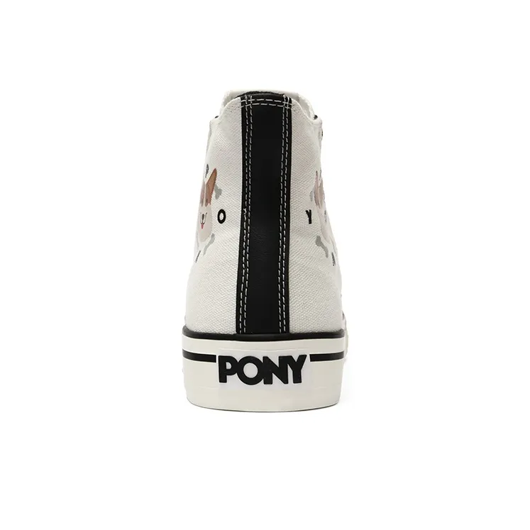 PONY Shooter Abrasion Resistant High Top Canvas Shoes Unisex Raw White-3