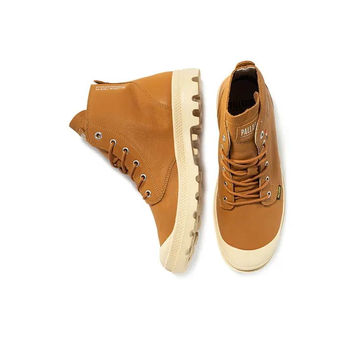 Palladium Pampa Hi Ul Leather II Breathable Wear-Resistant Slip-Resistant High-Top Canvas Shoes Unisex Almond-3