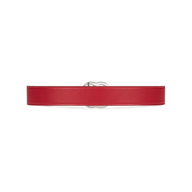 GUCCI Double G Decoration Plate Buckle Leather Belts Kids' Red Width: 2.5CM-1