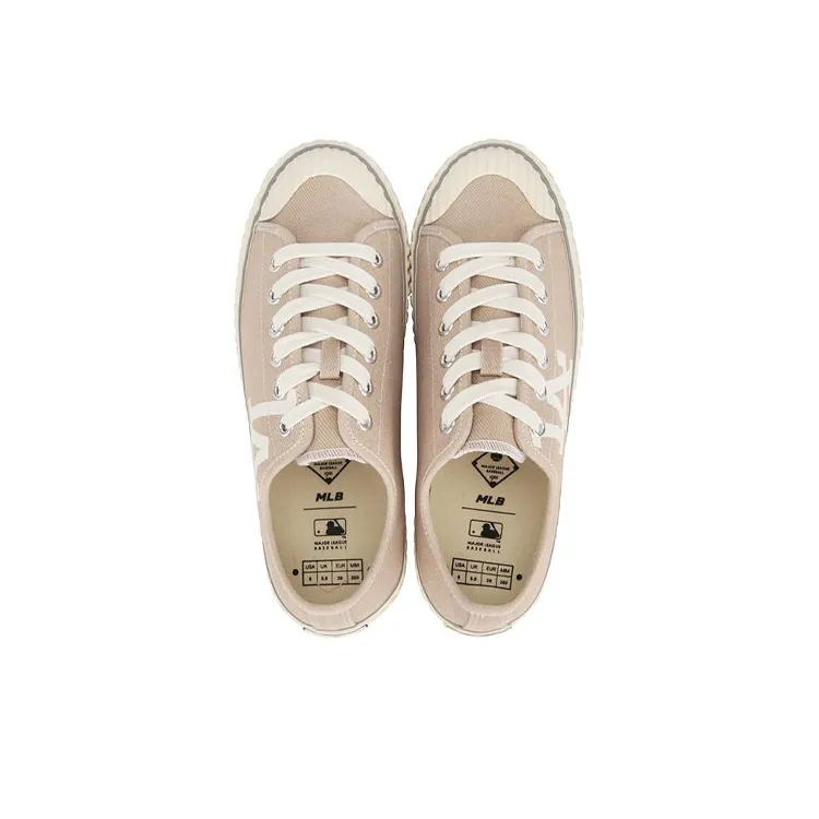 MLB Playball New Chunky Anti-Slip Wear-Resistant Breathable Lightweight Low-Top Canvas Shoes Unisex Beige-3