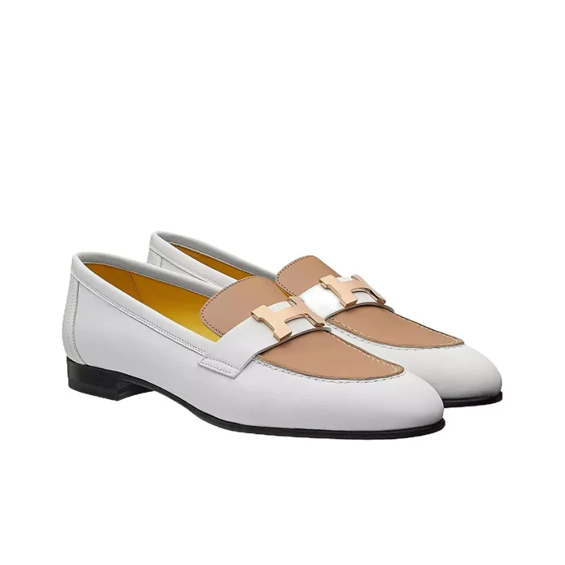 HERMES Paris Loafers Women's White-2