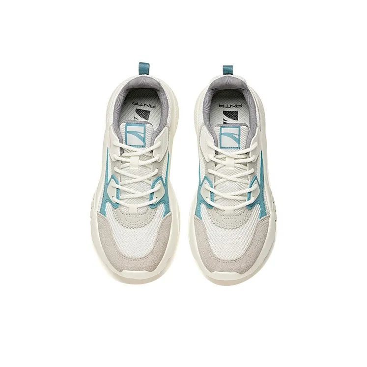 Anta Life Collection Cushioning Anti-Slip Wear-Resistant Breathability Low-Top Chunky Sneakers Women's White Gray Green-2