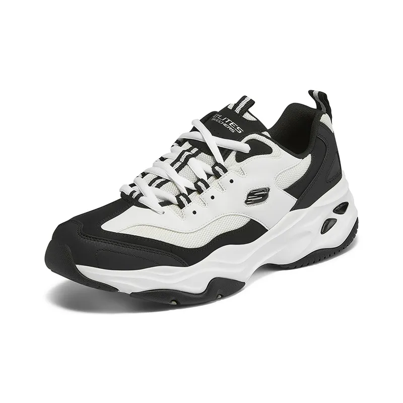 Skechers DLITES Cushioned Slip Resistant Low Top Chunky Sneakers Men's White Black-2