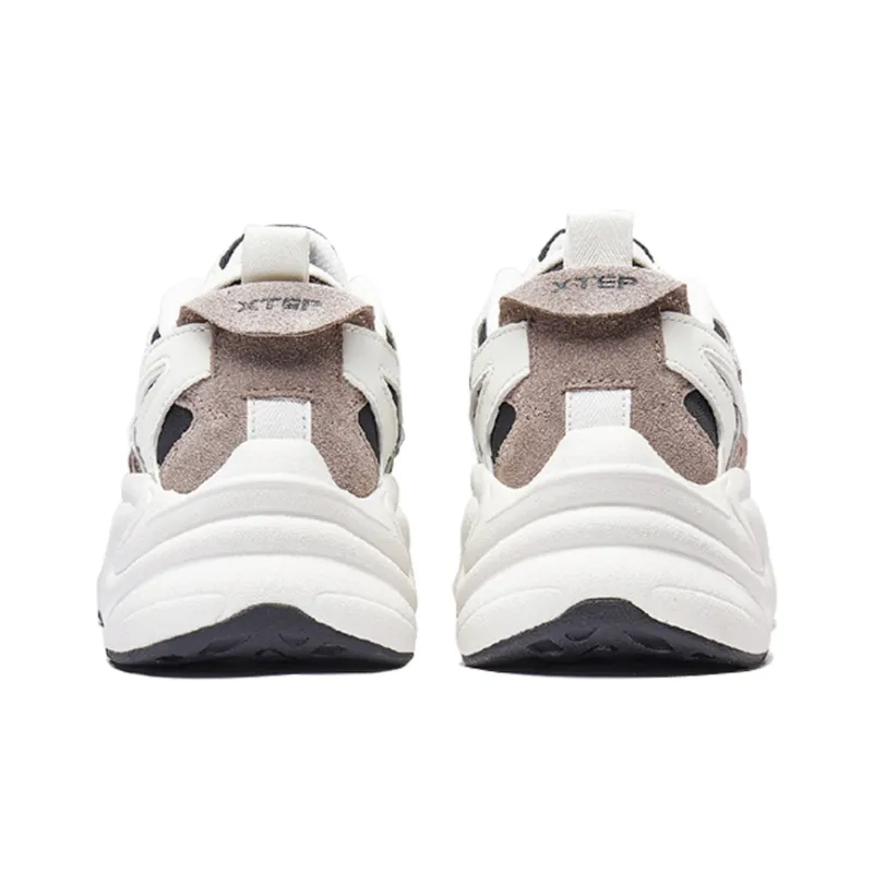 XTEP Urban Life Anti Slip Wear Resistant Low Top Chunky Sneakers Women's White Black-3