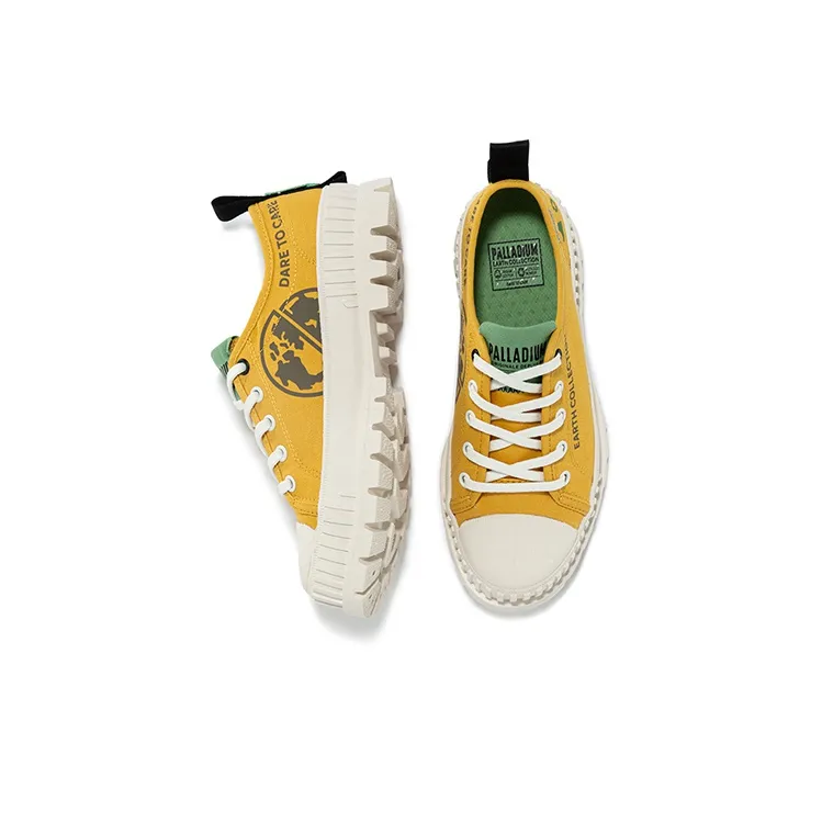 Palladium Pallshock Org Metro Breathable Low Top Canvas Shoes Unisex Mustard Yellow-3