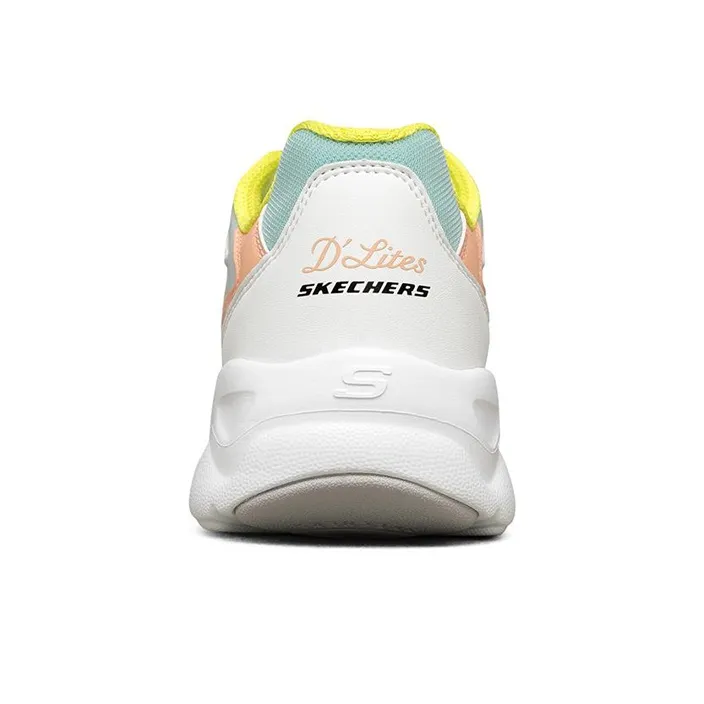 Skechers D'LITES AIRY Chunky Sneakers Women's Low Top White/Orange/Green-3