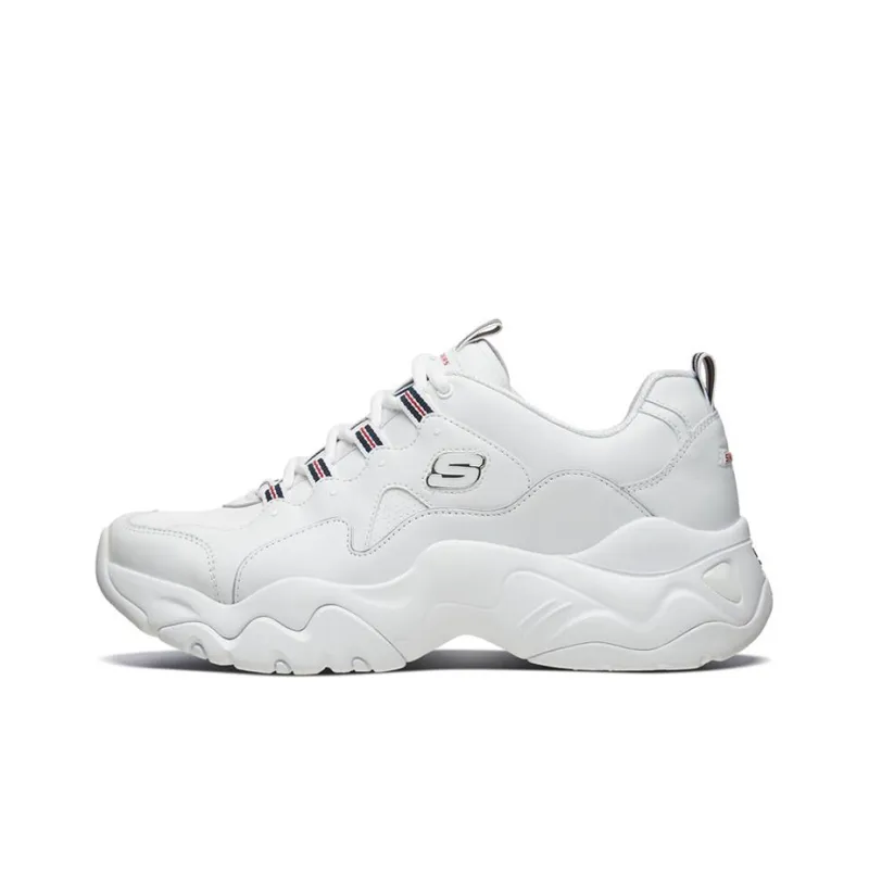 Skechers D'LITES 3.0 Cushioning Anti-Slip And Wear-Resistant Low-Top Chunky Sneakers Men's White Blue Red-0