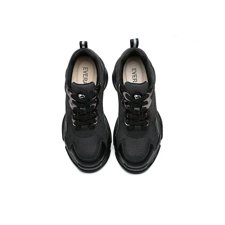 EVERAU Chunky Sneakers Women's Low Top Black-3