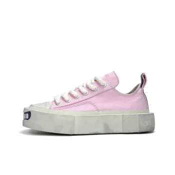 CROOKED CARD Canvas Shoes Unisex Low-Top White/Pink