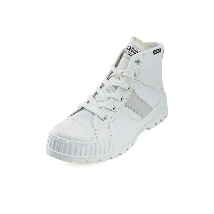 Palladium Pallashock Anti Slip Wear Resistant Breathable Height Increasing High Top Canvas Shoes Unisex Light White-1