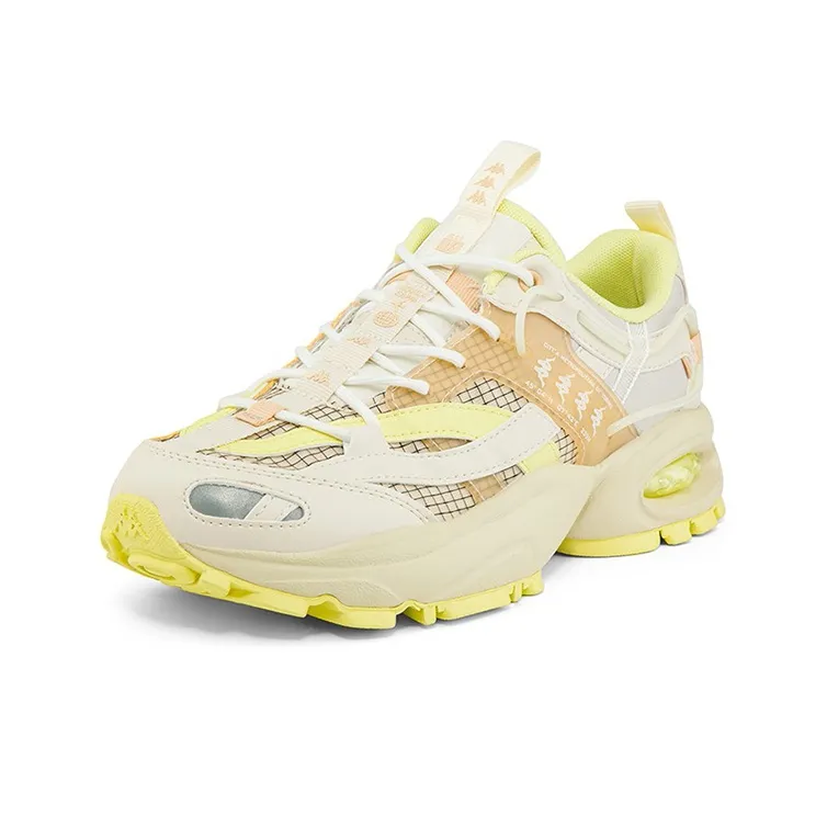 Kappa Cushioning Anti-Slip And Wear-Resistant Breathable Coverage Low-Top Chunky Sneakers Unisex Yellow-2
