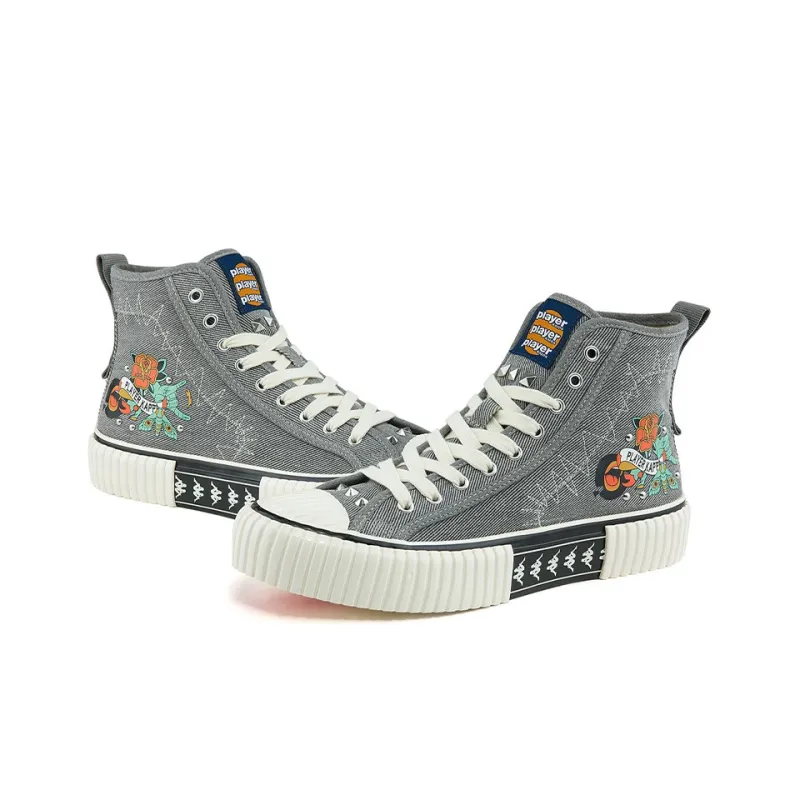 Kappa Artist Collaboration Anti-Slip And Wear-Resistant Lightweight High-Top Canvas Shoes Unisex Denim Gray-2