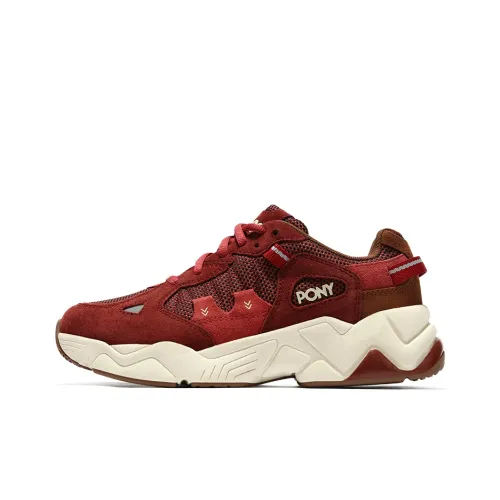 Pony Chunky Sneakers Women's Low-Top Burgundy